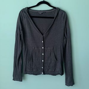 Island Company 100% Linen Button Up Hooded Sweater